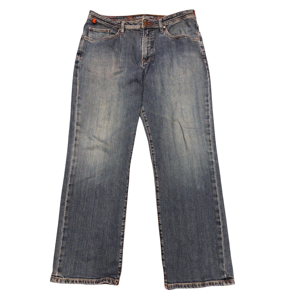 Well Worn Aged Denim Jeans Men 36x32 Blue Straight Leg Casual Workwear Y2K Retro